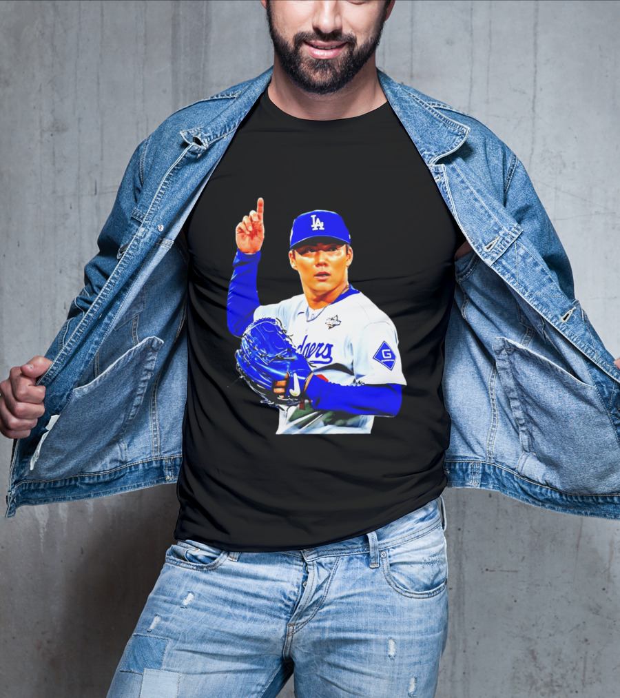 Yoshinobu Yamamoto '26 Los Angeles Dodgers Player Blue Glove T-Shirt