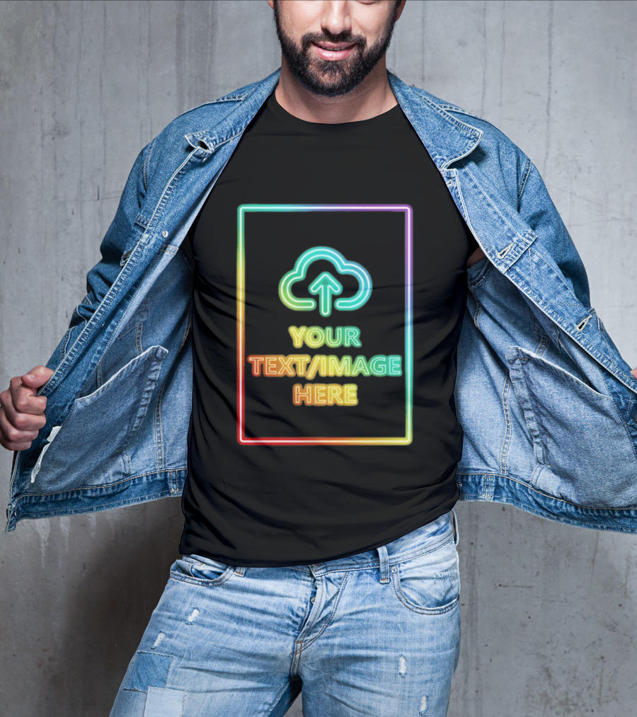 Your Text Image Here Neon Light Cloud Upload T-Shirt