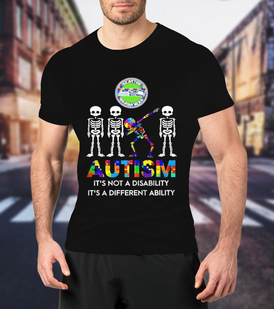 Seattle Seahawks Autism It's Not A Disability It's A Different Ability T-Shirt