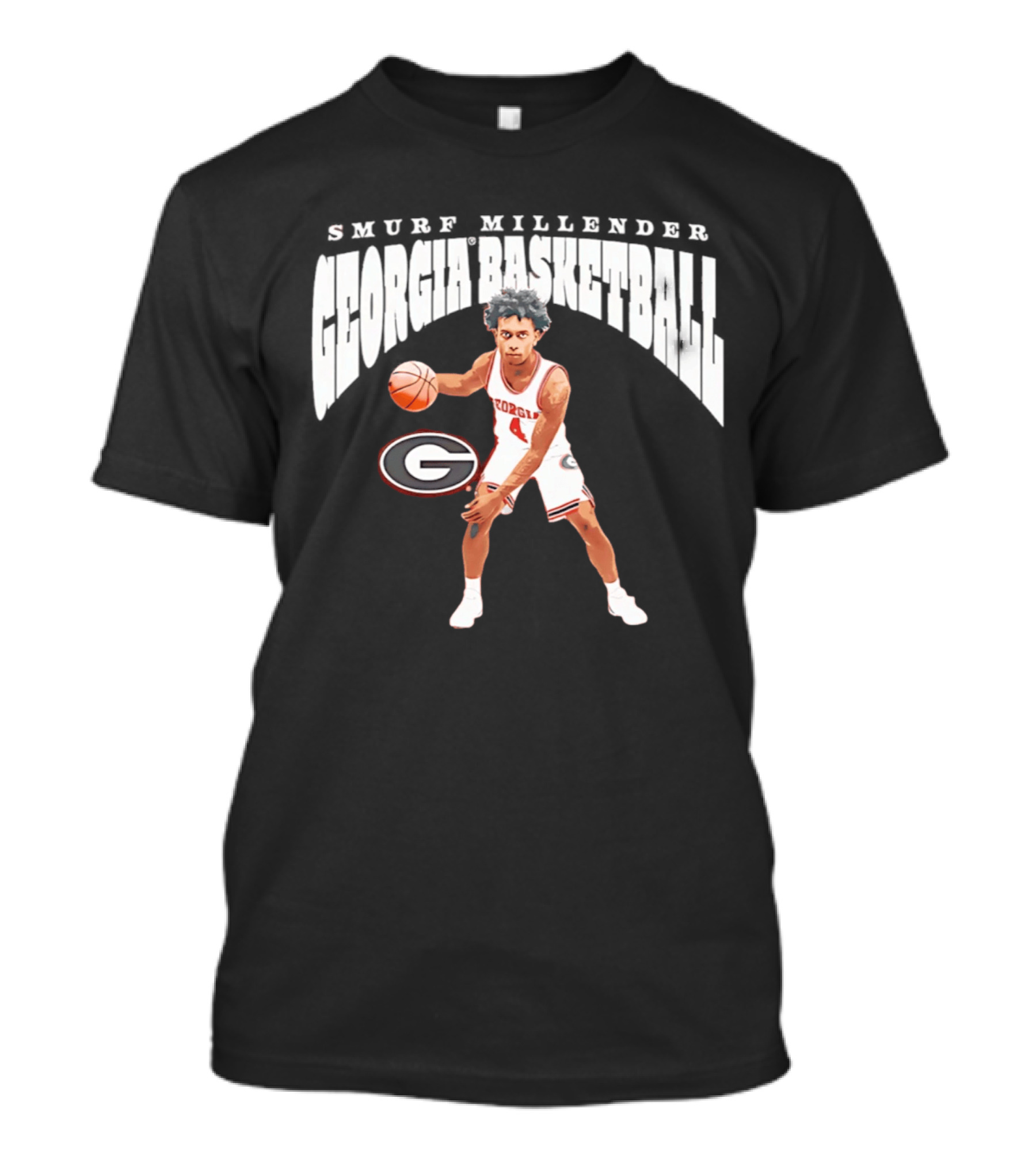 Georgia Bulldogs Smurf Millender Player Collage Basketball Team Merch T-Shirt