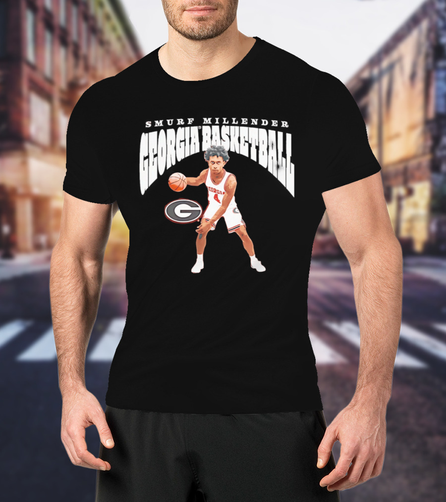 Georgia Bulldogs Smurf Millender Player Collage Basketball Team Merch T-Shirt