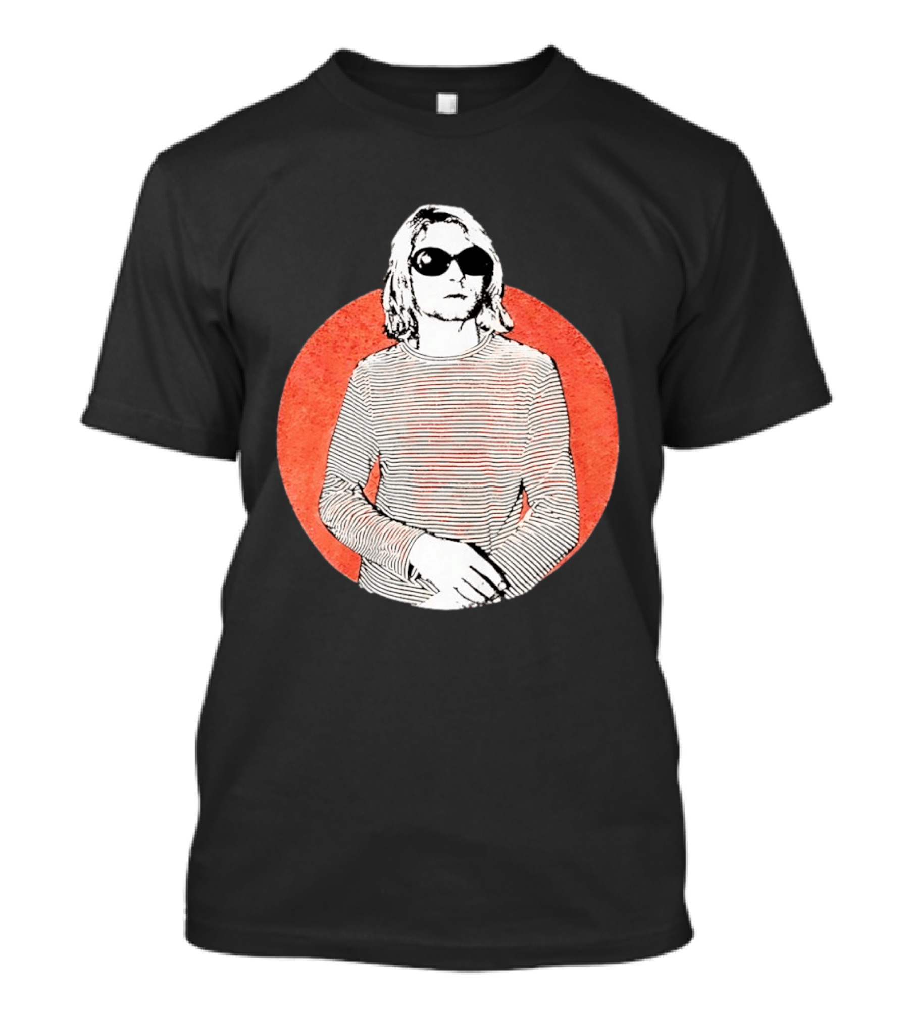 Kurt Cobain Striped Long Sleeve With Sunglasses T-Shirt