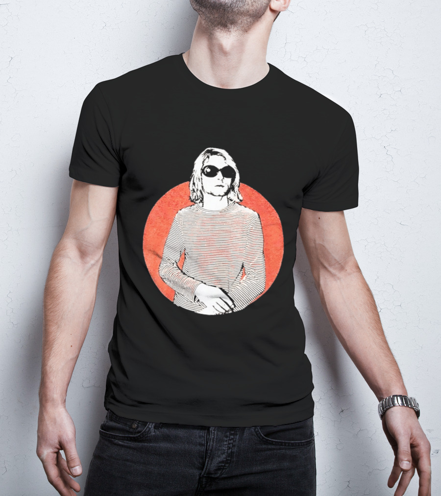Kurt Cobain Striped Long Sleeve With Sunglasses T-Shirt