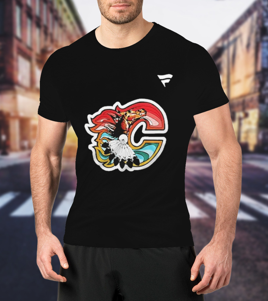 Calgary Flames Hockey Native Tribute C Logo Celebration T-Shirt
