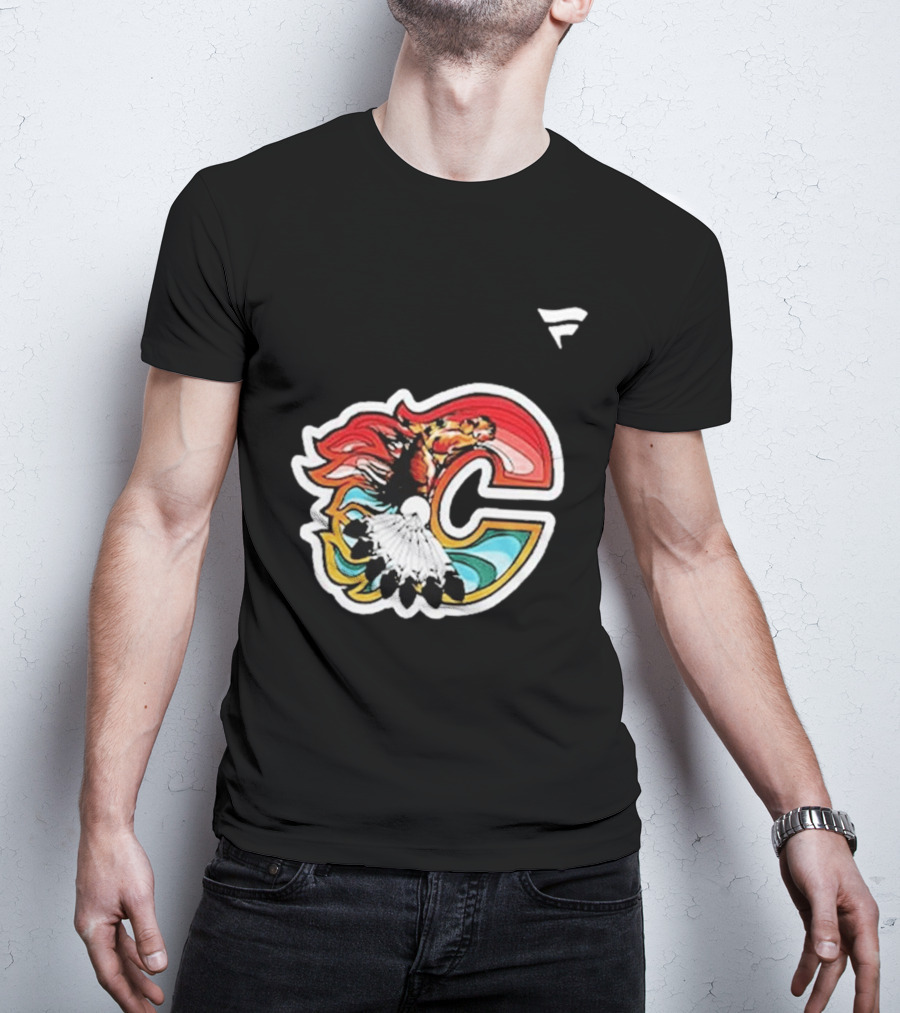 Calgary Flames Hockey Native Tribute C Logo Celebration T-Shirt