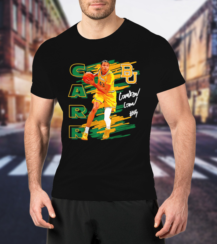 CARR Baylor Basketball Player BU Number 4 Collage T-Shirt