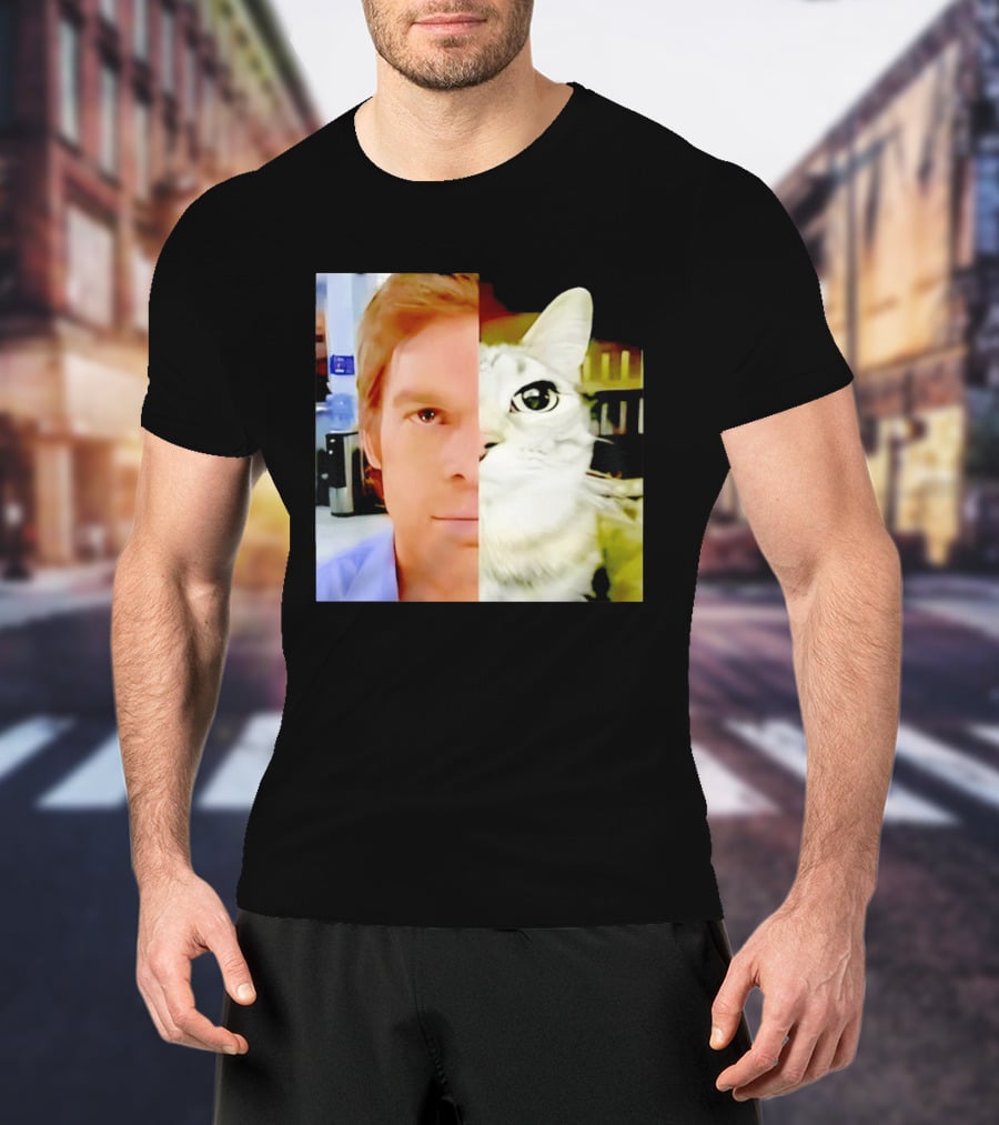 Dexter Morgan Cat Mashup Face Fusion T-Shirt