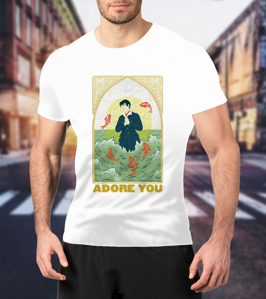 Adore You Iconic Pose Surrounded By Fish And Waves T-Shirt