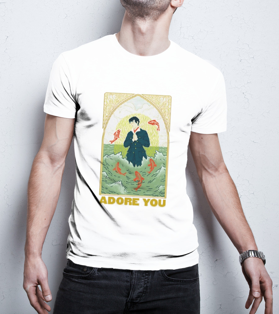 Adore You Iconic Pose Surrounded By Fish And Waves T-Shirt