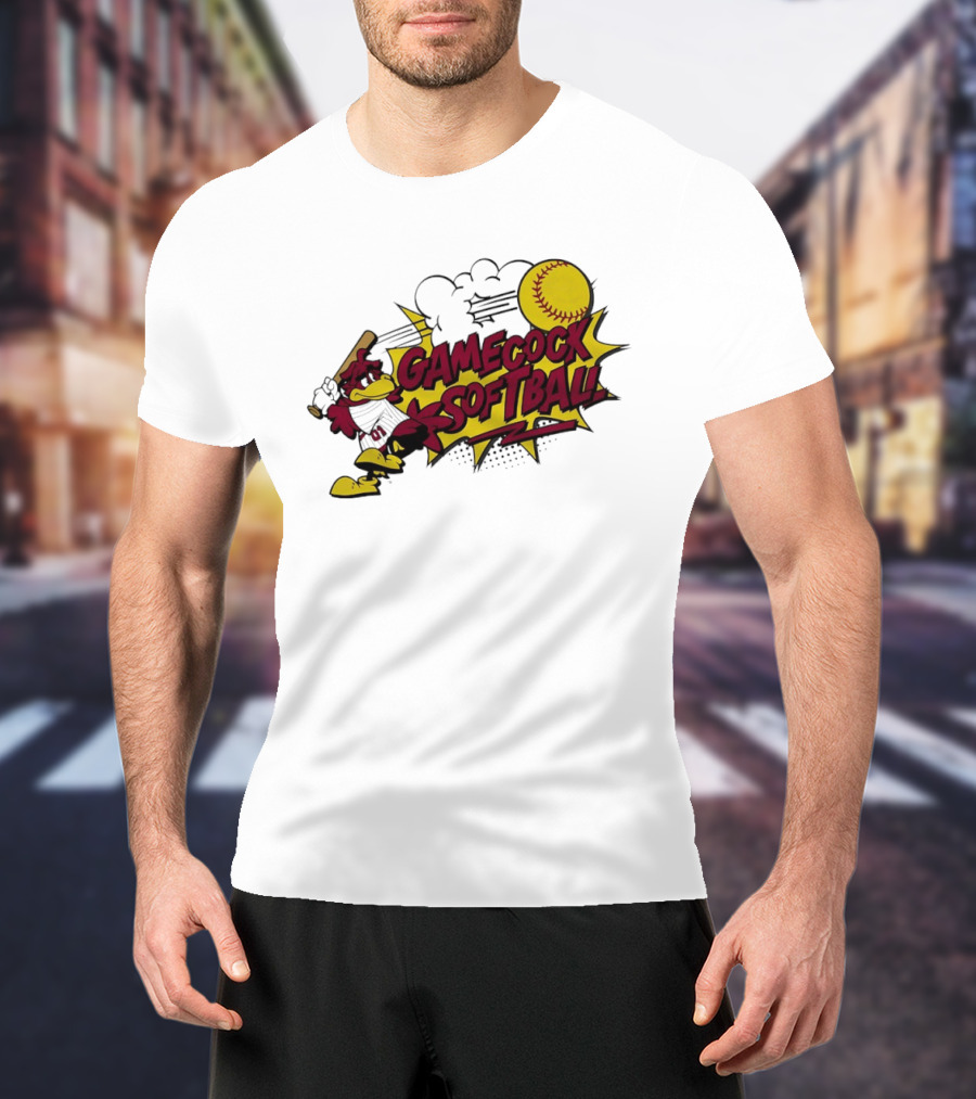 Gamecock Softball Cartoon Player Batting With Ball T-Shirt