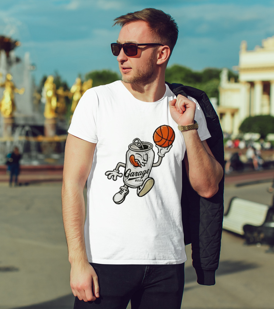 Garage Beer Can Basketball Cartoon T-Shirt