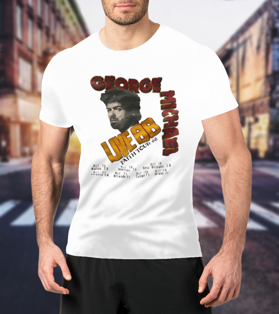 George Michael Live 88 Faith Tour 1988 Wembley Birmingham Glasgow Paris Dortmund Rotterdam T-Shirt