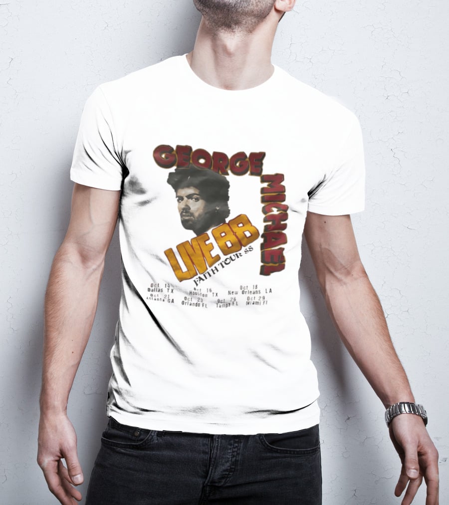 George Michael Live 88 Faith Tour 1988 Wembley Birmingham Glasgow Paris Dortmund Rotterdam T-Shirt