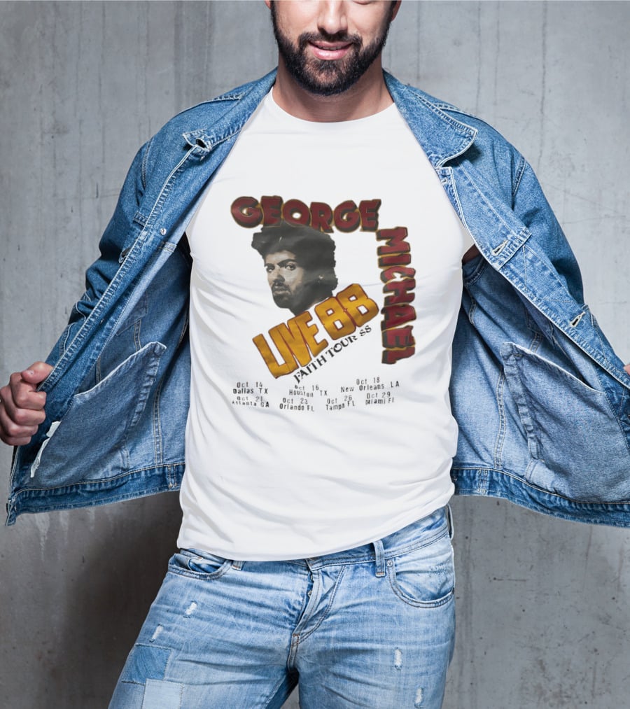 George Michael Live 88 Faith Tour 1988 Wembley Birmingham Glasgow Paris Dortmund Rotterdam T-Shirt