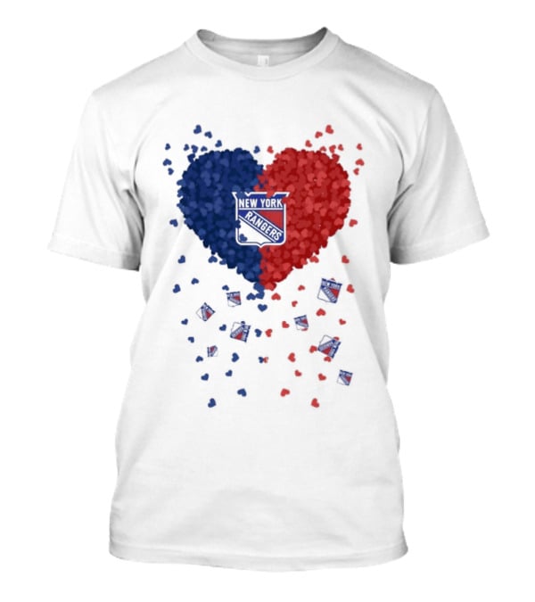 New York Rangers Heart Shaped Emblem With Blue And Red T-Shirt