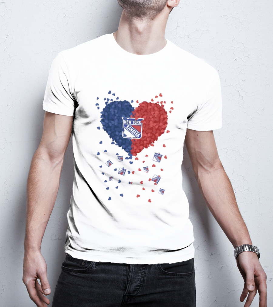 New York Rangers Heart Shaped Emblem With Blue And Red T-Shirt