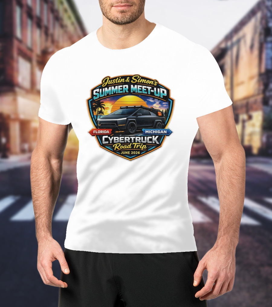 Justin And Simon's Summer Meet Up Cybertruck Road Trip Florida Michigan June 2026 T-Shirt