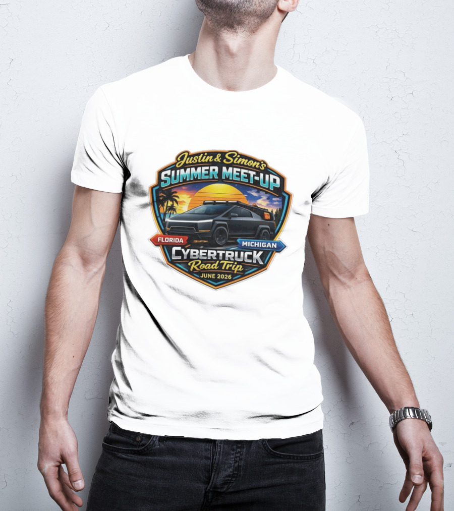 Justin And Simon's Summer Meet Up Cybertruck Road Trip Florida Michigan June 2026 T-Shirt