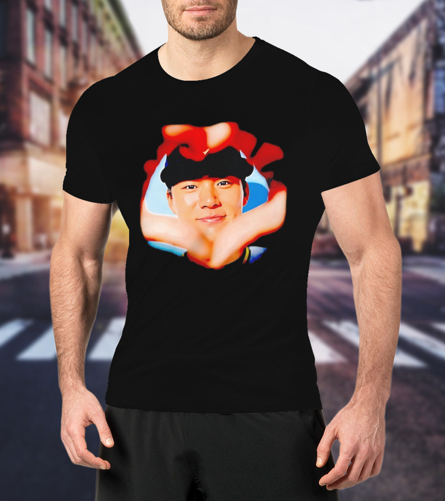 Yoshinobu Yamamoto Los Angeles Dodgers Heart Hand Photo T-Shirt