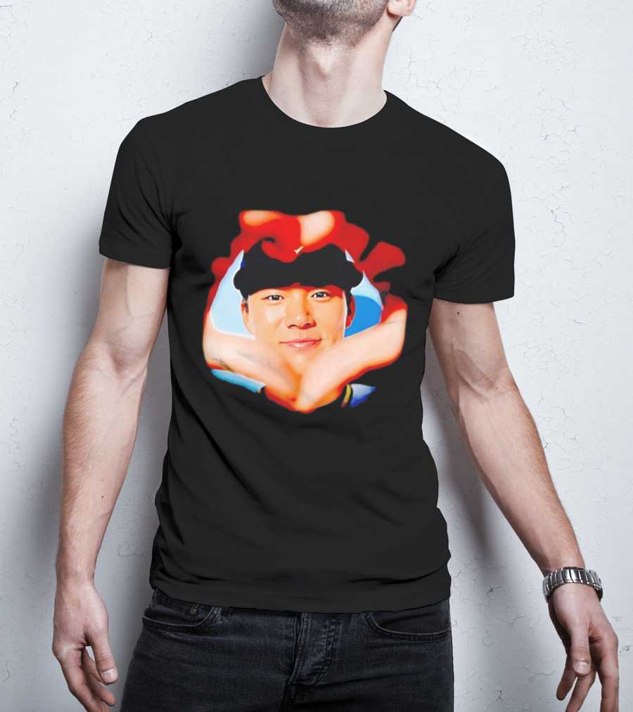 Yoshinobu Yamamoto Los Angeles Dodgers Heart Hand Photo T-Shirt