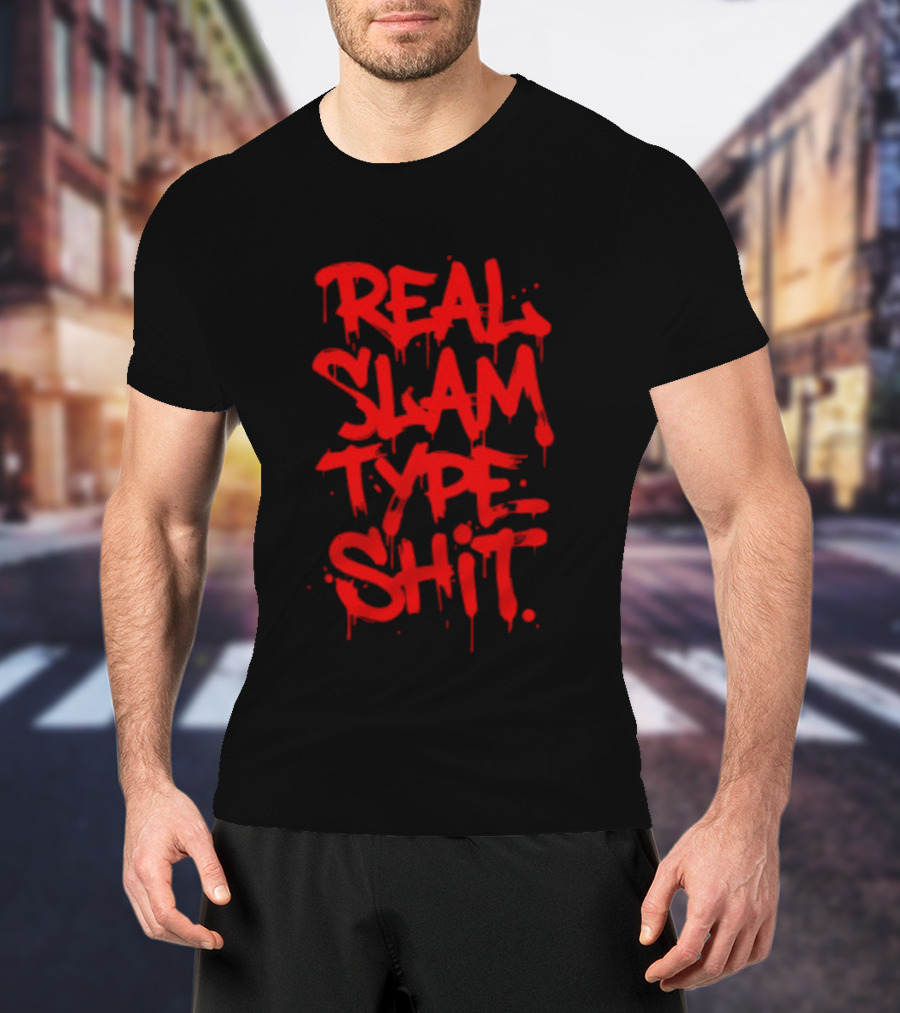 REAL SLAM TYPE SHIT Graffiti Style Red Drip T-Shirt