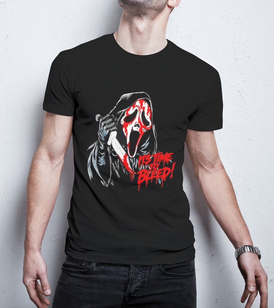 Ghost Face Time To Bleed Horror Iconic Scream Mask T-Shirt