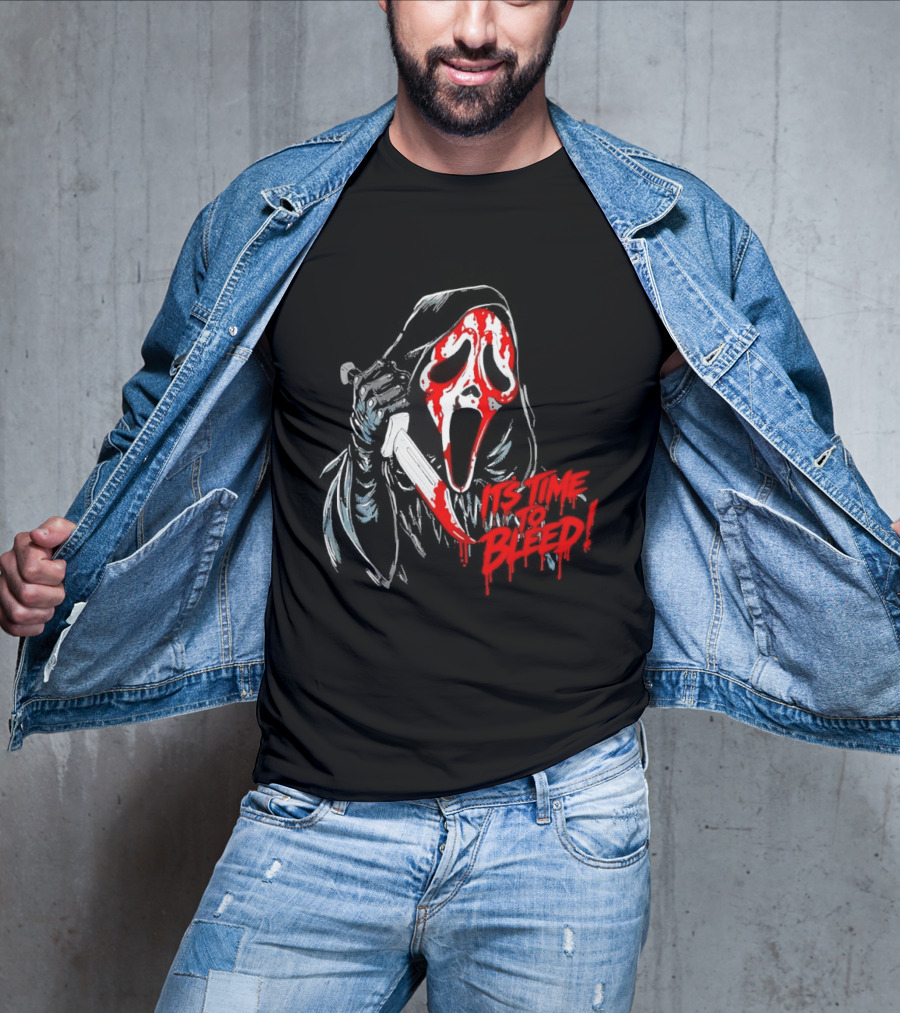 Ghost Face Time To Bleed Horror Iconic Scream Mask T-Shirt