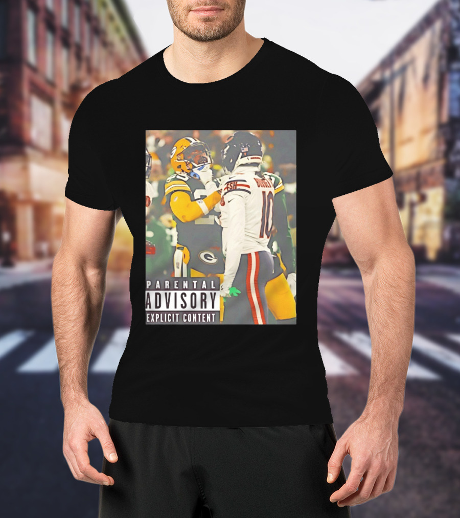 Green Bay Packers Vs Chicago Bears Rivalry Parental Advisory Explicit Content T-Shirt