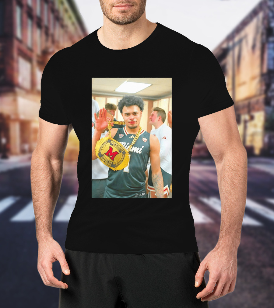 Miami RedHawks Trey Perry Almost Friday Celebration Chain Basketball Locker Room T-Shirt