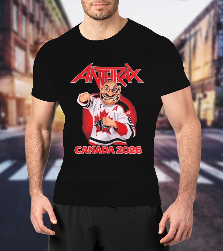 Anthrax Canada 2026 Tour No Man Hockey Player Elbows Up T-Shirt