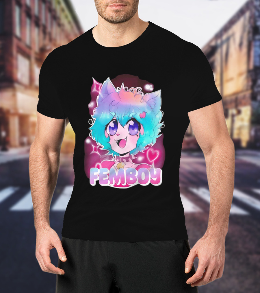 Femboy Anime Pastel Cat Ears Kawaii Aesthetic Cute T-Shirt