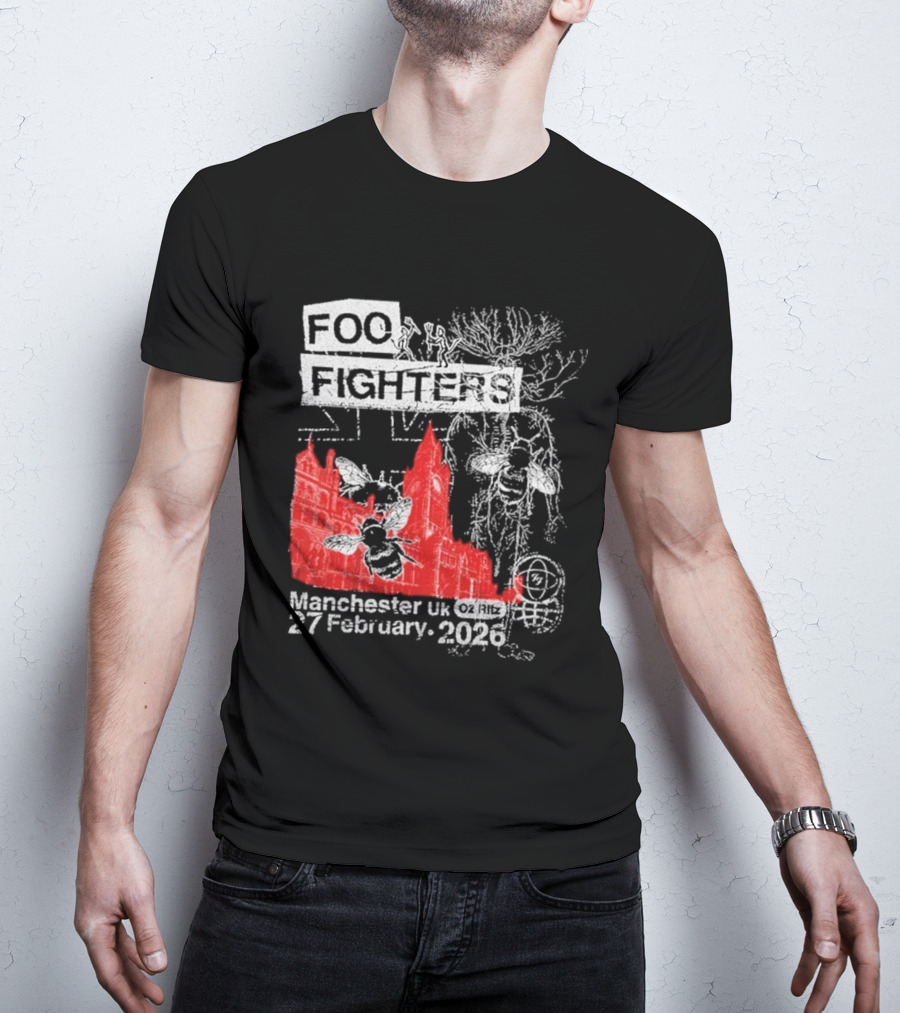 Foo Fighters Manchester UK 27 February 2026 Surprise Show O2 Ritz Bee T-Shirt