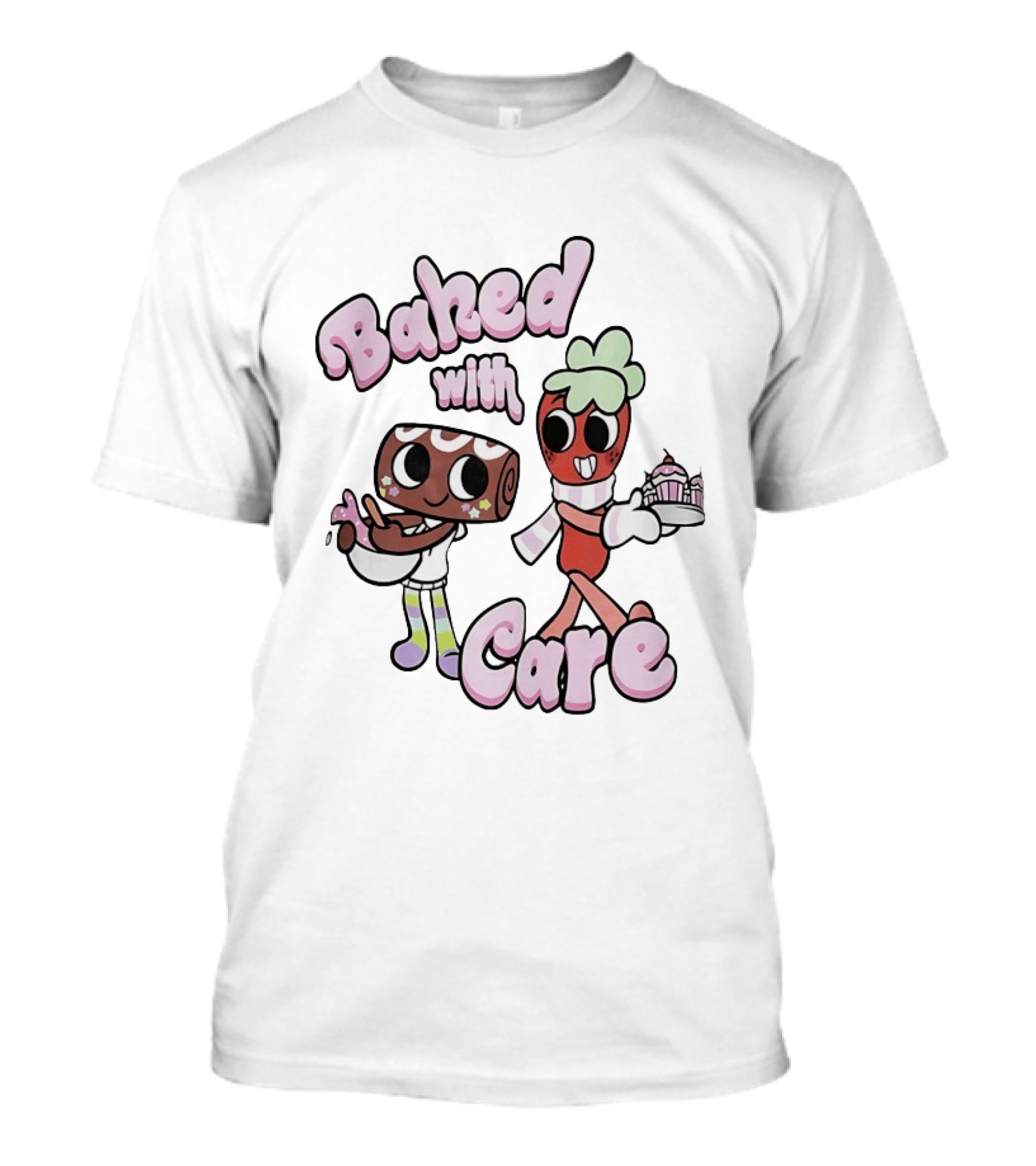 Baked With Care Baking Characters Cartoon T-Shirt