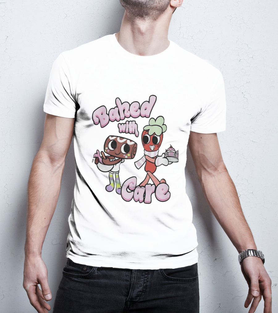 Baked With Care Baking Characters Cartoon T-Shirt