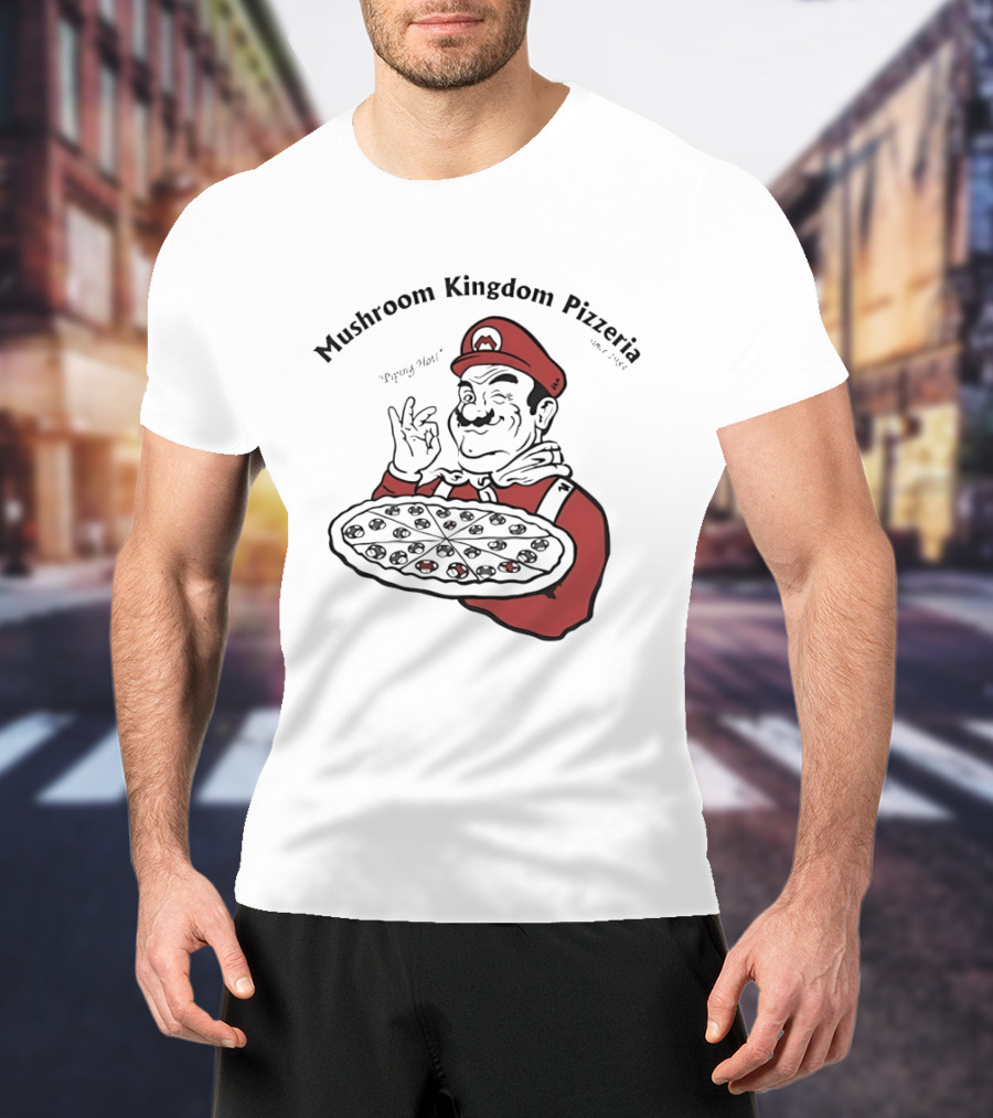 Mushroom Kingdom Pizzeria Funny Pizza Chef Winking Gesture Gaming Fan T-Shirt