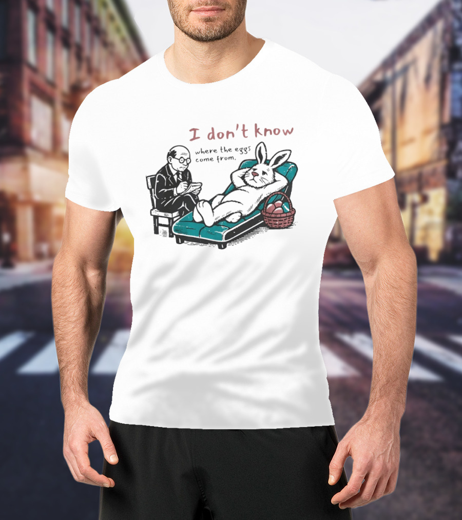 I Don't Know Where The Eggs Come From Old Man And Bunny T-Shirt