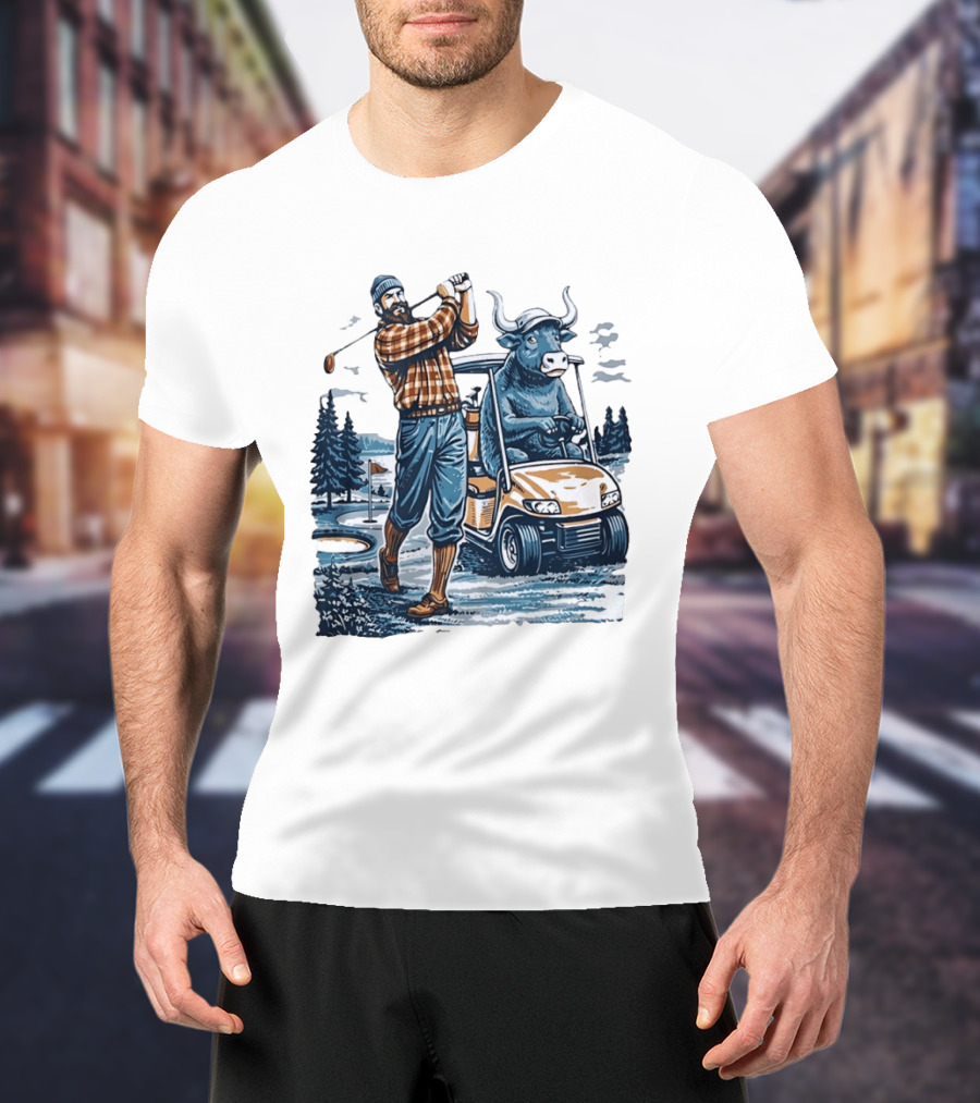 Paul Babe Playing Golf With Bison Driving A Golf Cart T-Shirt