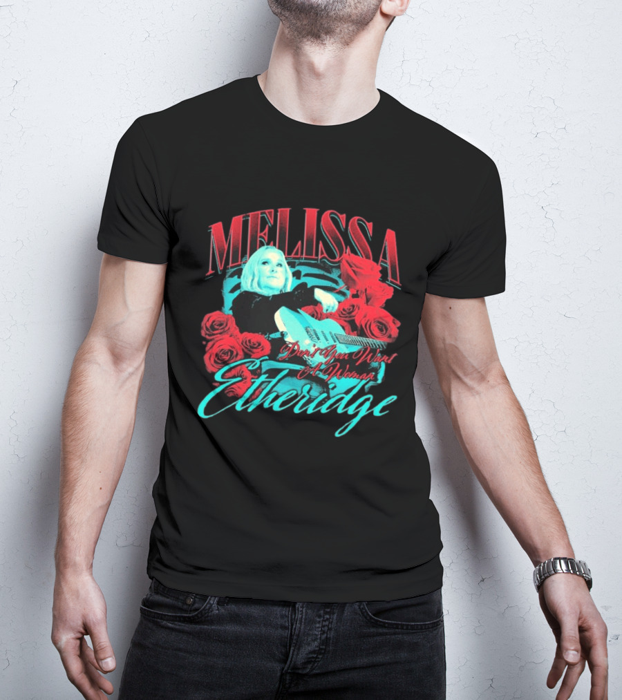 Melissa Etheridge Don't You Want A Woman Red Roses Guitar T-Shirt