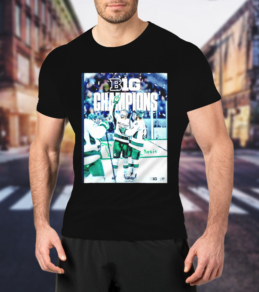 B1G Champions Michigan State Spartans Ice Hockey 2026 B1G Men's Hockey Regular Season Champs Back To Back T-Shirt