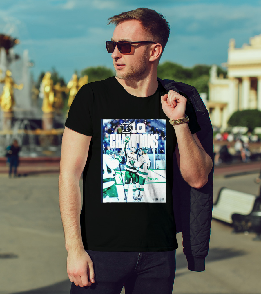 B1G Champions Michigan State Spartans Ice Hockey 2026 B1G Men's Hockey Regular Season Champs Back To Back T-Shirt