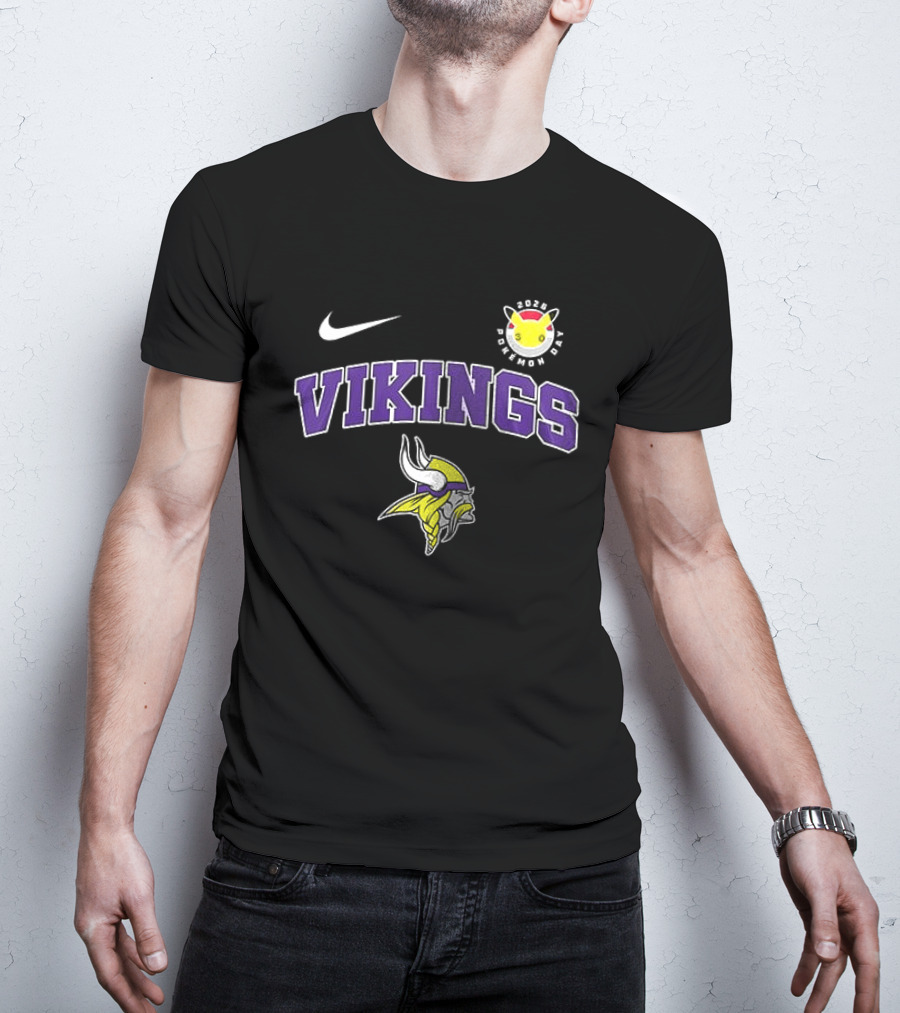 Minnesota Vikings X Pokemon 30th Anniversary Nike Collaboration VIKINGS Pokeball Day T-Shirt