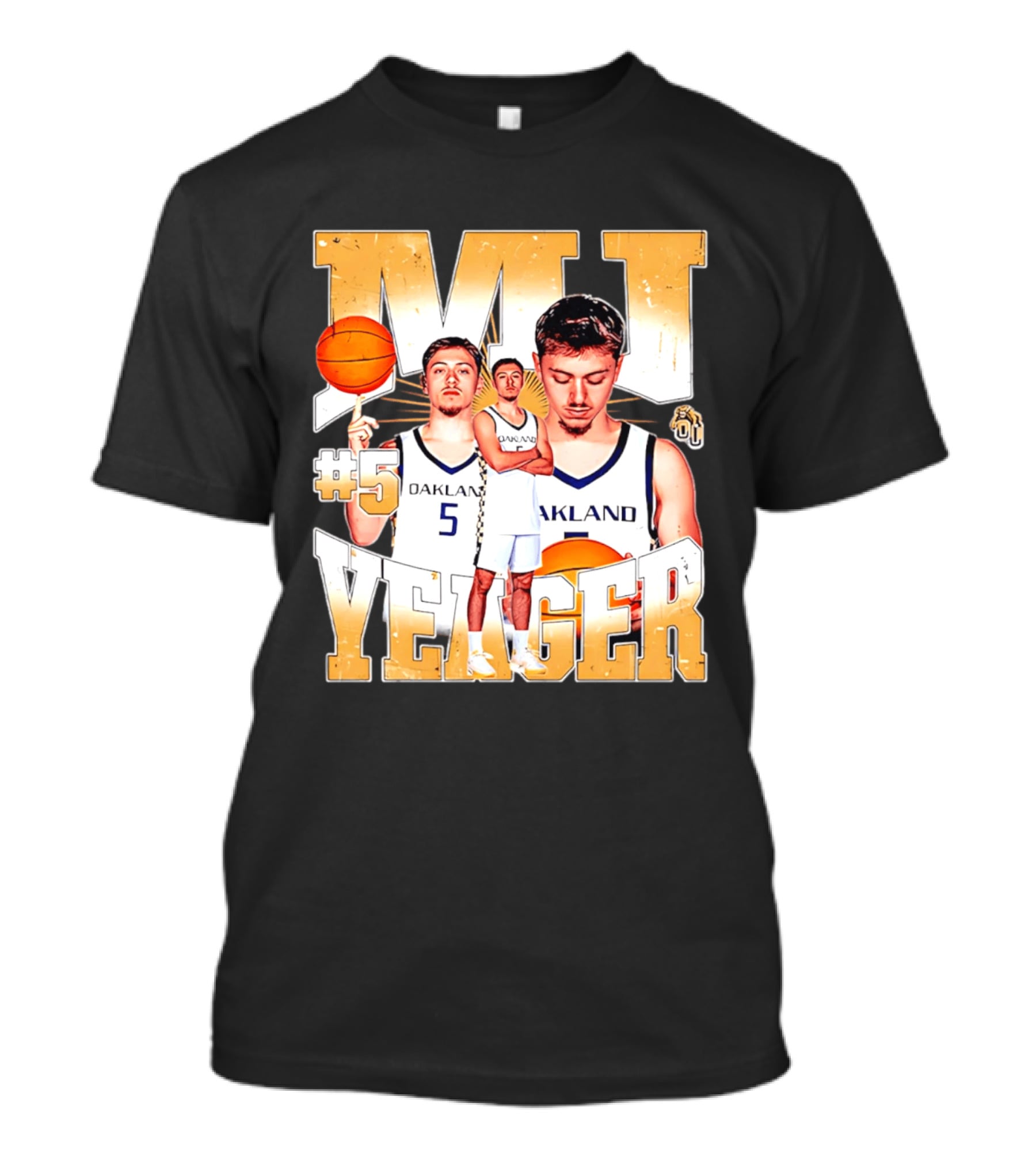 MJ Yeager Oakland Basketball #5 NCAA Player Collage T-Shirt
