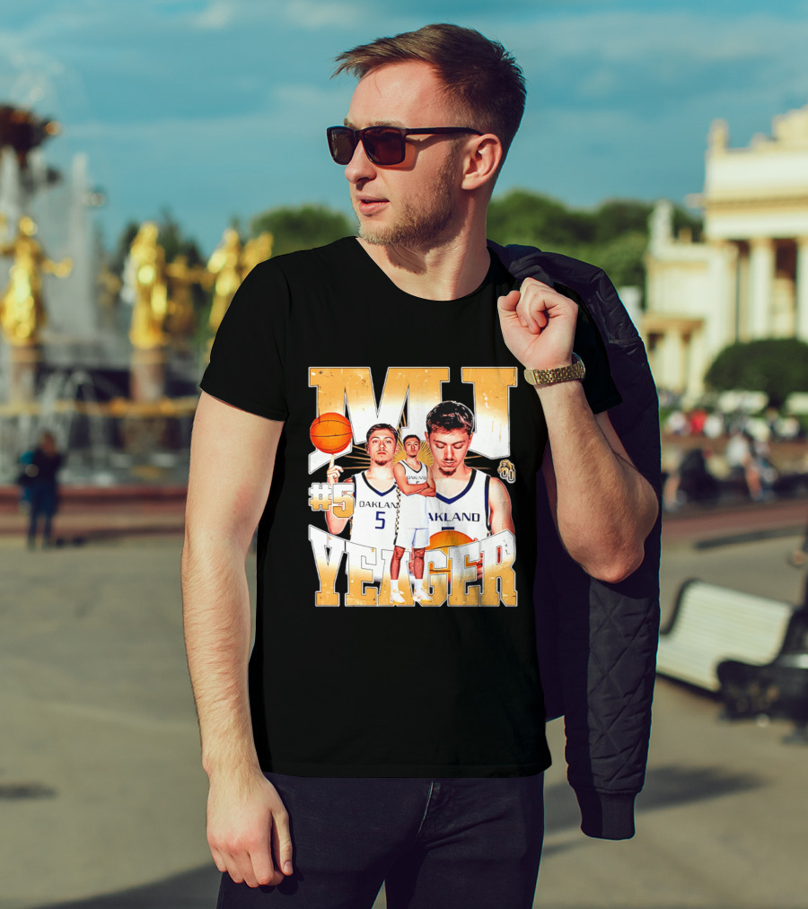 MJ Yeager Oakland Basketball #5 NCAA Player Collage T-Shirt