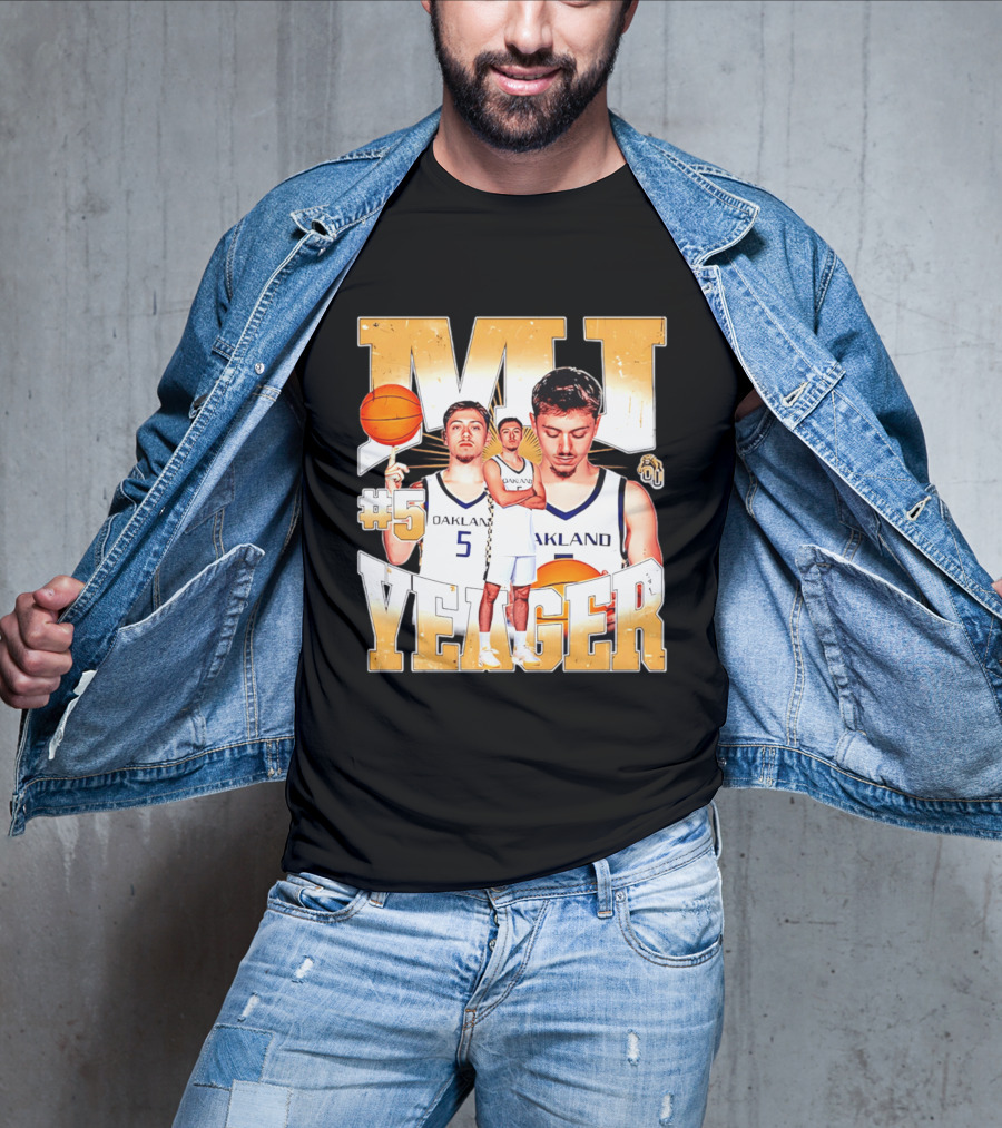 MJ Yeager Oakland Basketball #5 NCAA Player Collage T-Shirt