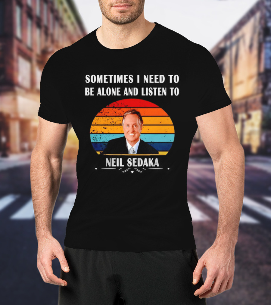 Neil Sedaka Sometimes I Need To Be Alone And Listen To Retro Stripes T-Shirt