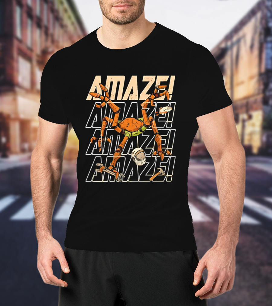 Project Hail Mary 2026 Rocky Amaze! Repeated Text With Orange Crab Robot T-Shirt