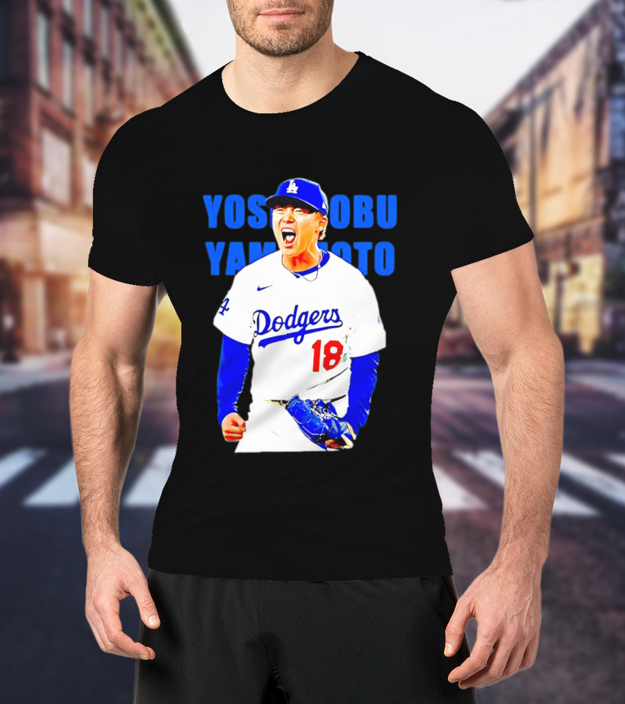 Yoshinobu Yamamoto Los Angeles Dodgers 18 Scream T-Shirt