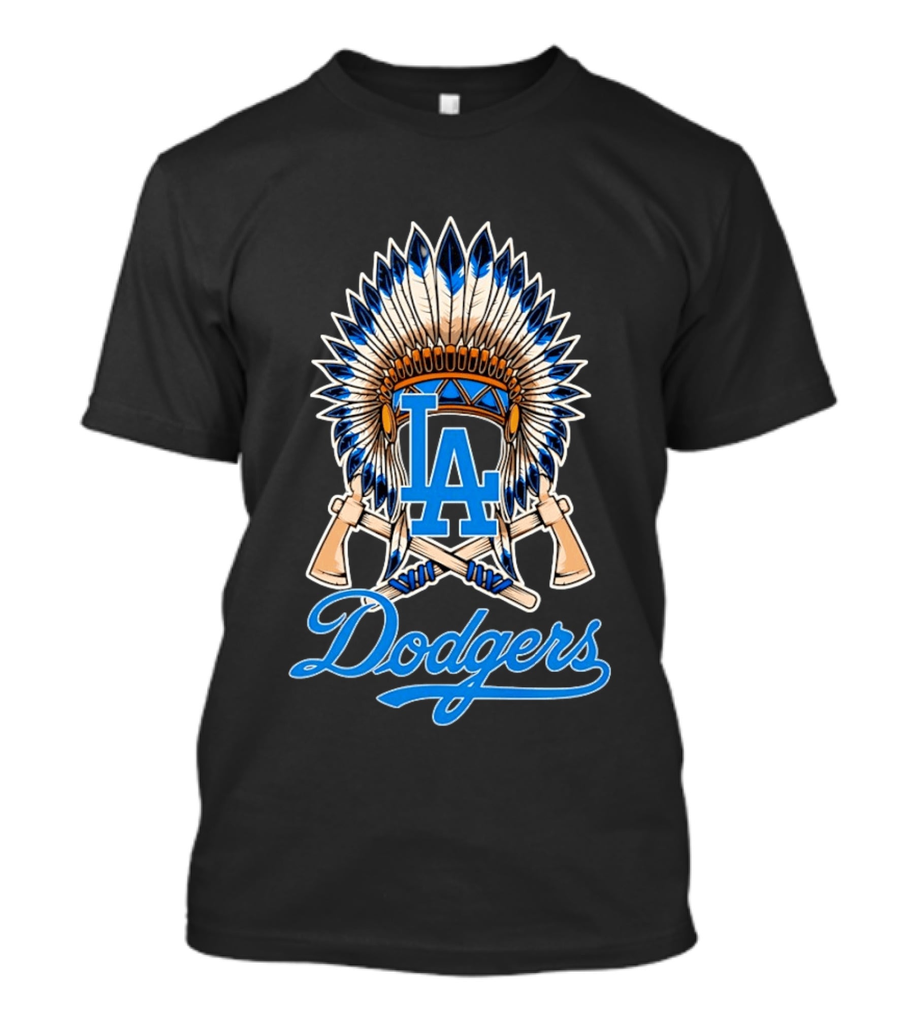 Los Angeles Dodgers Native American Headdress LA T-Shirt