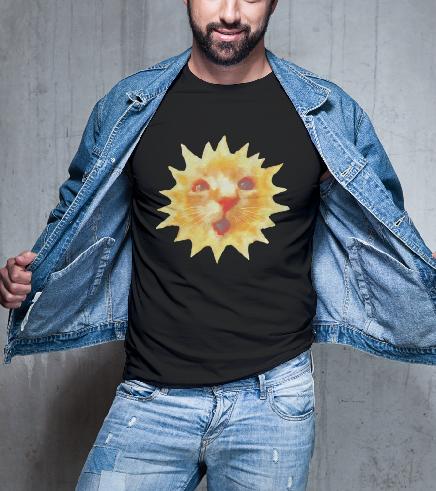 Cat Face Sun Meme Funny Internet Trend T-Shirt