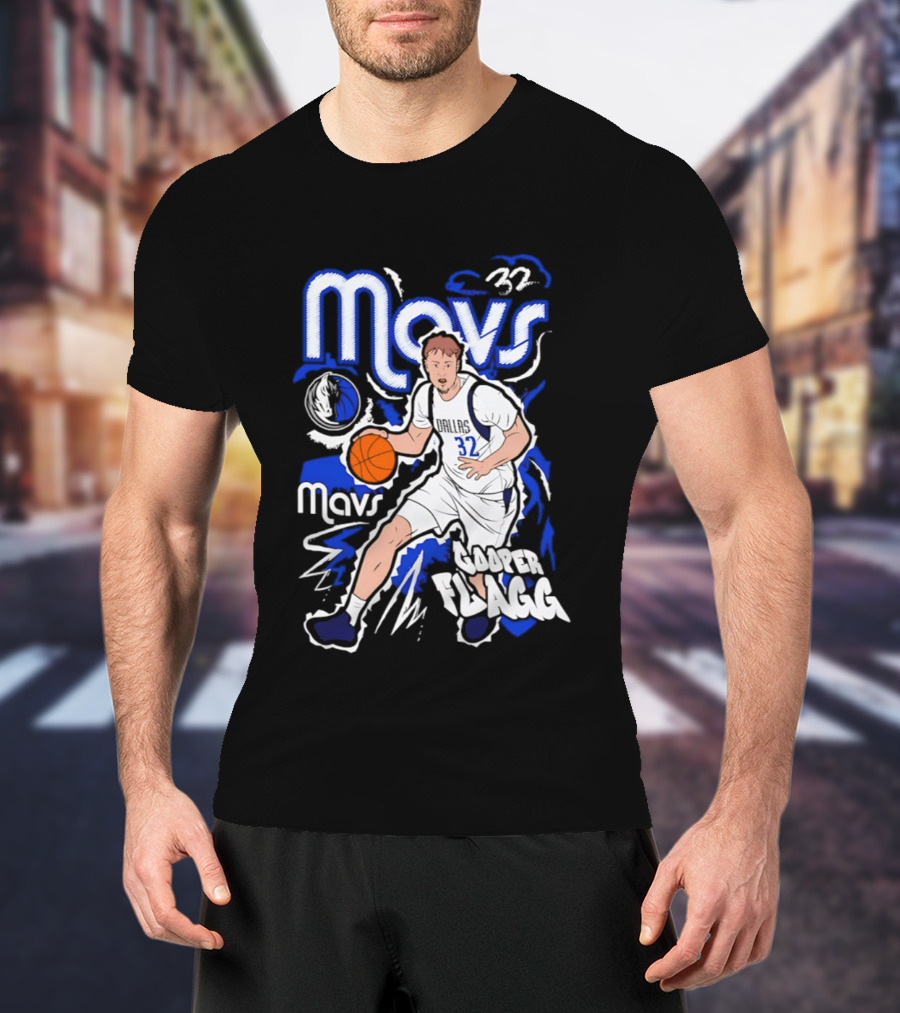 Mavs 32 Cooper Flagg Dallas Mavericks Basketball Player Paint T-Shirt